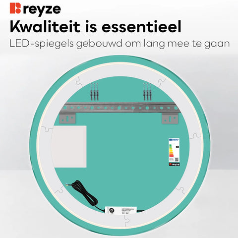 LED Spiegel Rond | Zonder Touchknoppen | Neutraal wit licht - Reyze Serie Motivated Model 5
