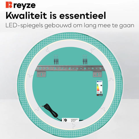 LED Spiegel Rond | Zonder Touchknoppen | Neutraal wit licht - Reyze Serie Official Model 3
