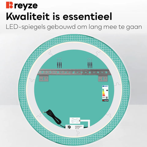 LED Spiegel Rond | met Touch-Knop | Neutraal wit licht - Reyze Serie Official Model 3