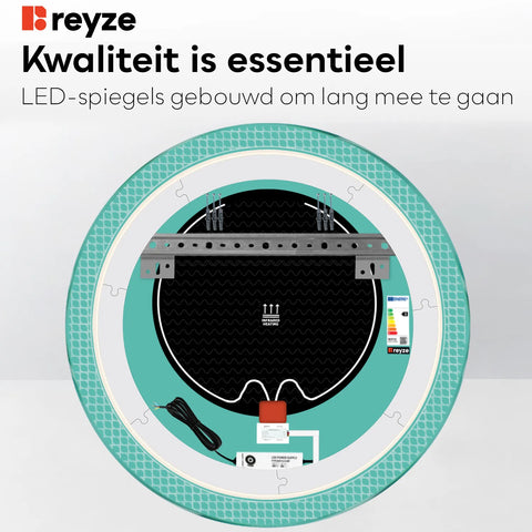 LED Spiegel Rond | met Touch-Knoppen | en Anti-Condens Functie | Instelbare lichttemperatuur - Reyze Serie Official Model 3