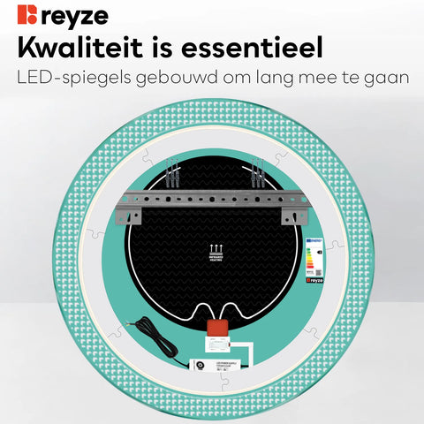 LED Spiegel Rond | met Touch-Knoppen | en Anti-Condens Functie | Neutraal wit licht - Reyze Serie Official Model 6