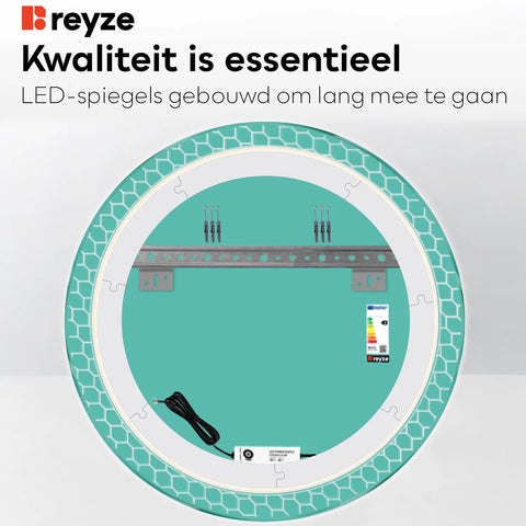 LED Spiegel Rond | Zonder Touchknoppen | Neutraal wit licht - Reyze Serie Official Model 7
