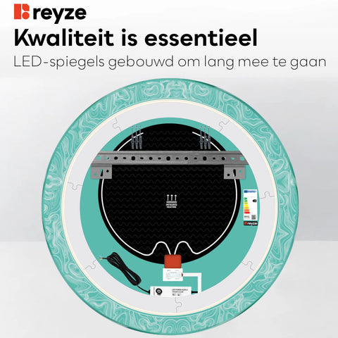 LED Spiegel Rond | met Touch-Knoppen | en Anti-Condens Functie | Instelbare lichttemperatuur - Reyze Serie Official Model 8