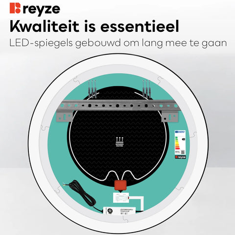 LED Spiegel Rond | met Touch-Knoppen | en Anti-Condens Functie | Warm Wit Licht - Reyze Serie Salono Model 5