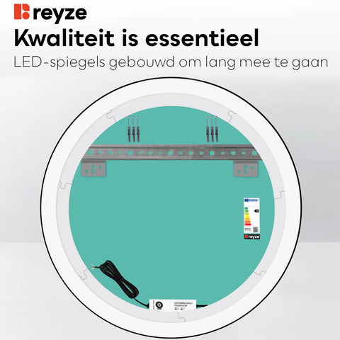 LED Spiegel Rond | Zonder Touchknoppen | Koud wit licht - Reyze Serie Salono Model 7