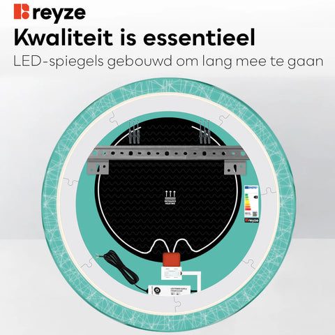 LED Spiegel Rond | met Touch-Knoppen | en Anti-Condens Functie | Neutraal wit licht - Reyze Serie Simetria Model 1