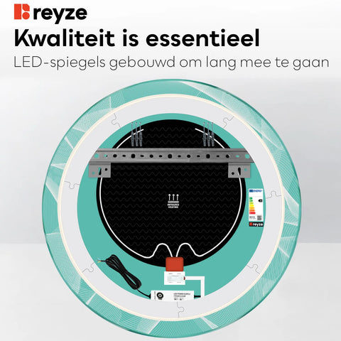 LED Spiegel Rond | met Touch-Knoppen | en Anti-Condens Functie | Instelbare lichttemperatuur - Reyze Serie Simetria Model 2