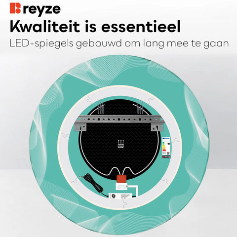 LED Spiegel Rond | met Touch-Knoppen | en Anti-Condens Functie | Neutraal wit licht - Reyze Serie Simetria Model 3