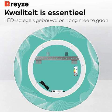 LED Spiegel Rond | Zonder Touchknoppen | Neutraal wit licht - Reyze Serie Simetria Model 3