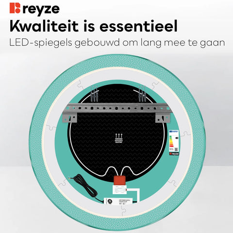 LED Spiegel Rond | met Touch-Knoppen | en Anti-Condens Functie | Koud wit licht - Reyze Serie Simetria Model 4