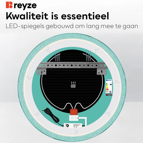 LED Spiegel Rond | met Touch-Knoppen | en Anti-Condens Functie | Instelbare lichttemperatuur - Reyze Serie Simetria Model 6