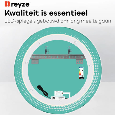 LED Spiegel Rond | met Touch-Knop | Neutraal wit licht - Reyze Serie Simetria Model 8