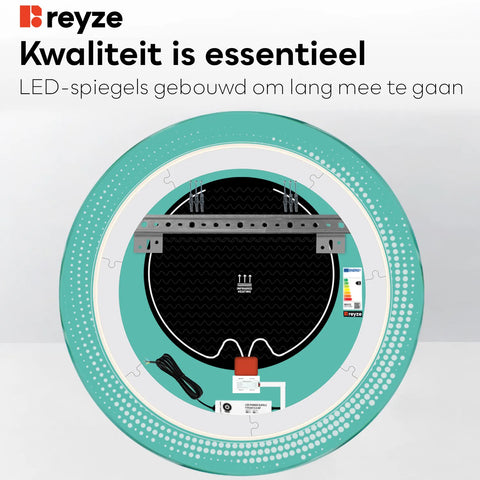 LED Spiegel Rond | met Touch-Knoppen | en Anti-Condens Functie | Instelbare lichttemperatuur - Reyze Serie Simetria Model 8