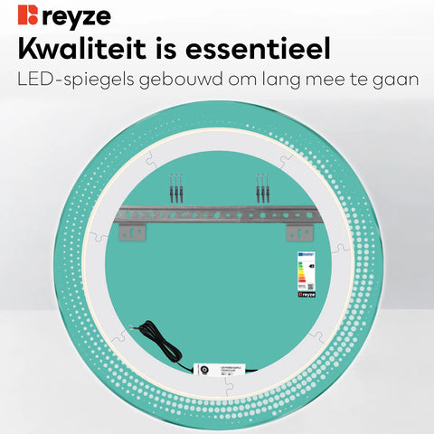 LED Spiegel Rond | Zonder Touchknoppen | Koud wit licht - Reyze Serie Simetria Model 8