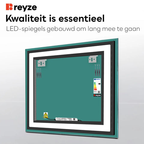 LED Spiegel Vierkant | Zonder Touchknoppen | Warm Wit Licht - Reyze Serie Salono Model 1