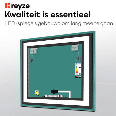 LED Spiegel Vierkant | met Touch-Knop | Koud wit licht - Reyze Serie Salono Model 3