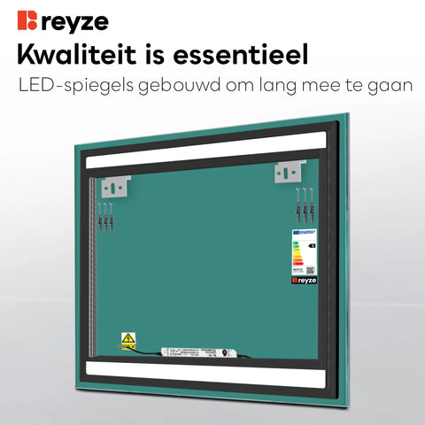 LED Spiegel Vierkant | Zonder Touchknoppen | Neutraal wit licht - Reyze Serie Salono Model 4