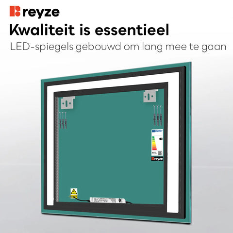 LED Spiegel Vierkant | Zonder Touchknoppen | Koud wit licht - Reyze Serie Salono Model 6