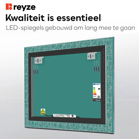 LED Spiegel Vierkant | Zonder Touchknoppen | Koud wit licht - Reyze Serie Simetria Model 1