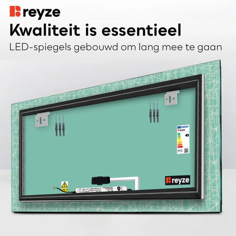 LED Spiegel Rechthoekig | met Touch-Knop | Warm Wit Licht - Reyze Serie Simetria Model 1