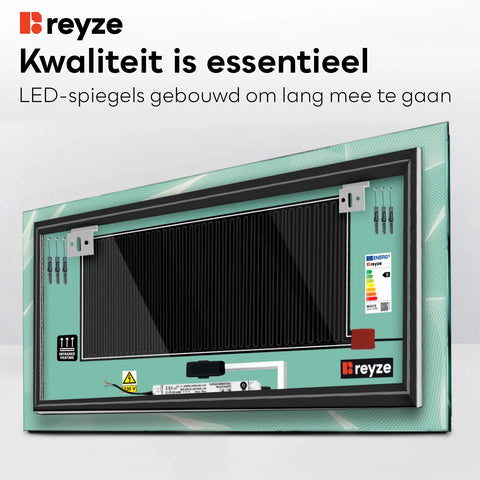 LED Spiegel Rechthoekig | met Touch-Knoppen | en Anti-Condens Functie | Instelbare lichttemperatuur - Reyze Serie Simetria Model 2