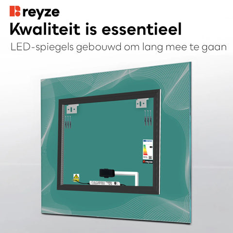 LED Spiegel Vierkant | met Touch-Knop | Neutraal wit licht - Reyze Serie Simetria Model 3