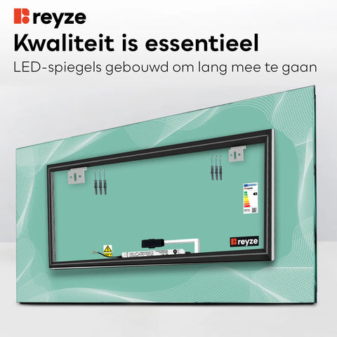 LED Spiegel Rechthoekig | met Touch-Knop | Warm Wit Licht - Reyze Serie Simetria Model 3