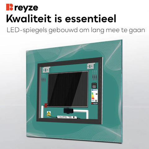 LED Spiegel Vierkant | met Touch-Knoppen | en Anti-Condens Functie | Warm Wit Licht - Reyze Serie Simetria Model 3