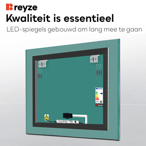 LED Spiegel Vierkant | met Touch-Knop | Warm Wit Licht - Reyze Serie Simetria Model 4