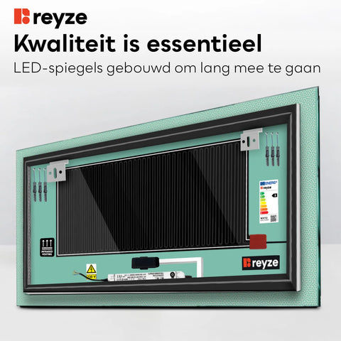 LED Spiegel Rechthoekig | met Touch-Knoppen | en Anti-Condens Functie | Neutraal wit licht - Reyze Serie Simetria Model 4