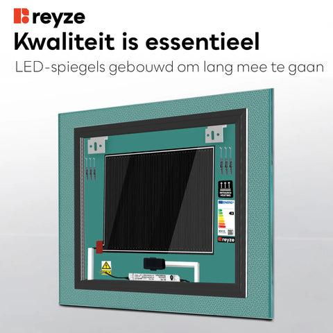 LED Spiegel Vierkant | met Touch-Knoppen | en Anti-Condens Functie | Warm Wit Licht - Reyze Serie Simetria Model 4