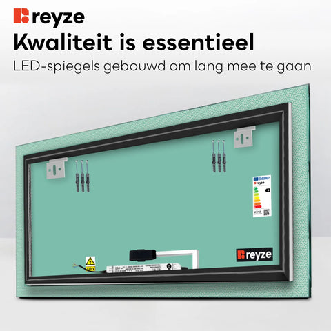 LED Spiegel Rechthoekig | met Touch-Knop | Neutraal wit licht - Reyze Serie Simetria Model 4