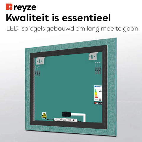 LED Spiegel Vierkant | met Touch-Knop | Neutraal wit licht - Reyze Serie Simetria Model 6