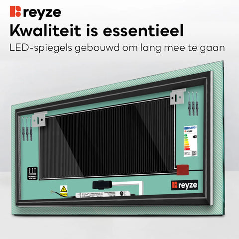 LED Spiegel Rechthoekig | met Touch-Knoppen | en Anti-Condens Functie | Koud wit licht - Reyze Serie Simetria Model 7