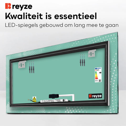LED Spiegel Rechthoekig | met Touch-Knop | Neutraal wit licht - Reyze Serie Simetria Model 8