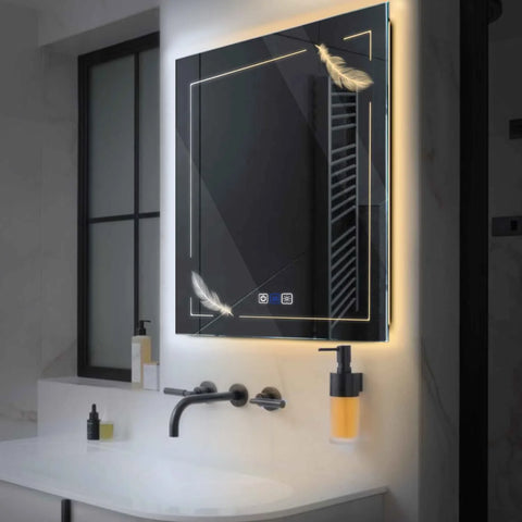 LED Spiegel Vierkant | met Touch-Knoppen | en Anti-Condens Functie | Instelbare lichttemperatuur - Reyze Serie Good Vibes Model 3