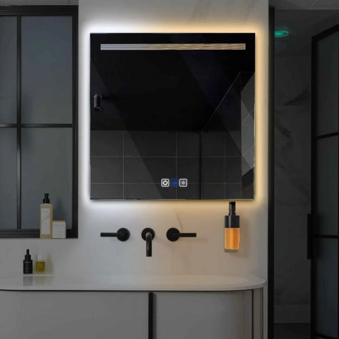 LED Spiegel Vierkant | met Touch-Knoppen | en Anti-Condens Functie | Instelbare lichttemperatuur - Reyze Serie Minimal Model 5