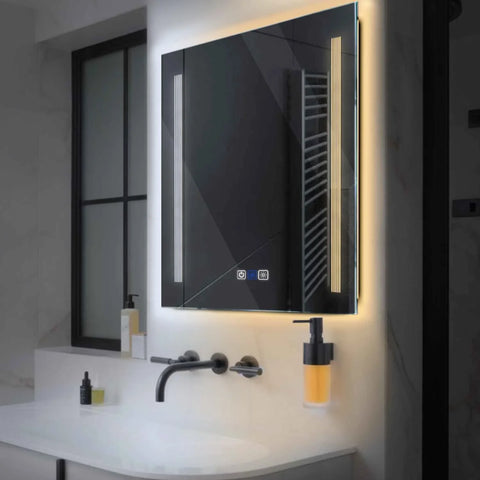 LED Spiegel Vierkant | met Touch-Knoppen | en Anti-Condens Functie | Instelbare lichttemperatuur - Reyze Serie Minimal Model 7