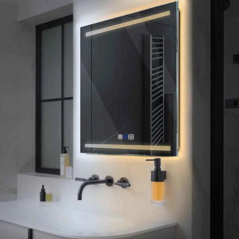 LED Spiegel Vierkant | met Touch-Knoppen | en Anti-Condens Functie | Instelbare lichttemperatuur - Reyze Serie Minimal Model 8