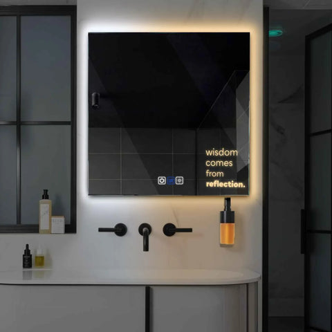 LED Spiegel Vierkant | met Touch-Knoppen | en Anti-Condens Functie | Instelbare lichttemperatuur - Reyze Serie Motivated Model 1