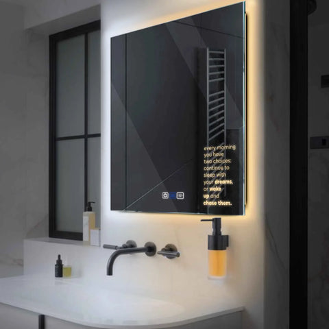 LED Spiegel Vierkant | met Touch-Knoppen | en Anti-Condens Functie | Instelbare lichttemperatuur - Reyze Serie Motivated Model 2