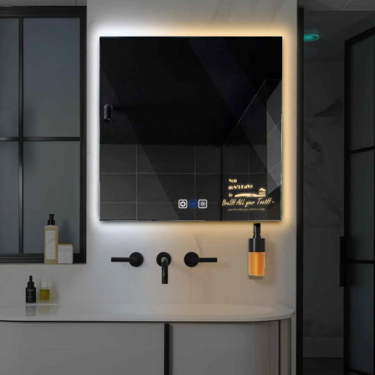 LED Spiegel Vierkant | met Touch-Knoppen | en Anti-Condens Functie | Instelbare lichttemperatuur - Reyze Serie Motivated Model 3