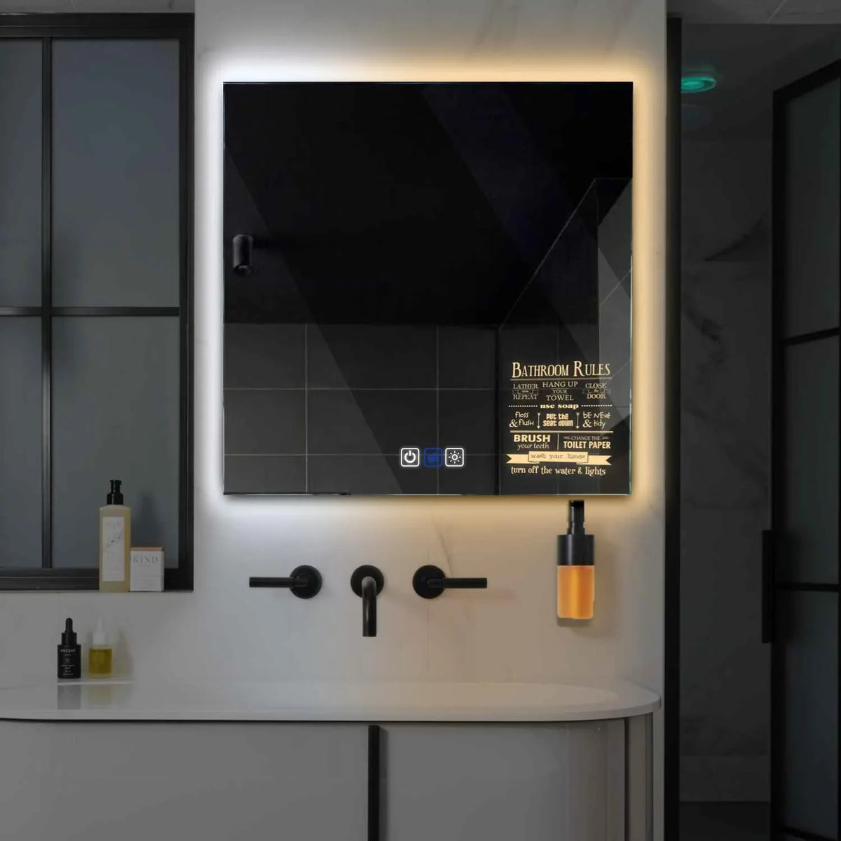 LED Spiegel Vierkant | met Touch-Knoppen | en Anti-Condens Functie | Instelbare lichttemperatuur - Reyze Serie Motivated Model 5