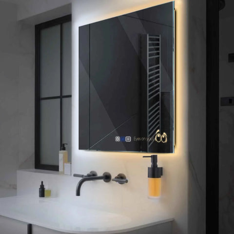 LED Spiegel Vierkant | met Touch-Knoppen | en Anti-Condens Functie | Instelbare lichttemperatuur - Reyze Serie Motivated Model 8