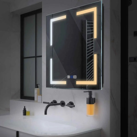LED Spiegel Vierkant | met Touch-Knoppen | en Anti-Condens Functie | Instelbare lichttemperatuur - Reyze Serie Salono Model 2
