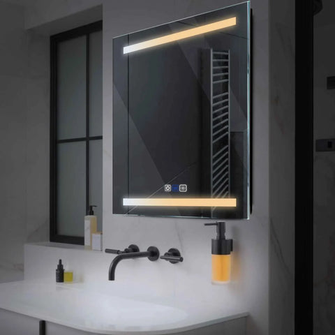 LED Spiegel Vierkant | met Touch-Knoppen | en Anti-Condens Functie | Instelbare lichttemperatuur - Reyze Serie Salono Model 4
