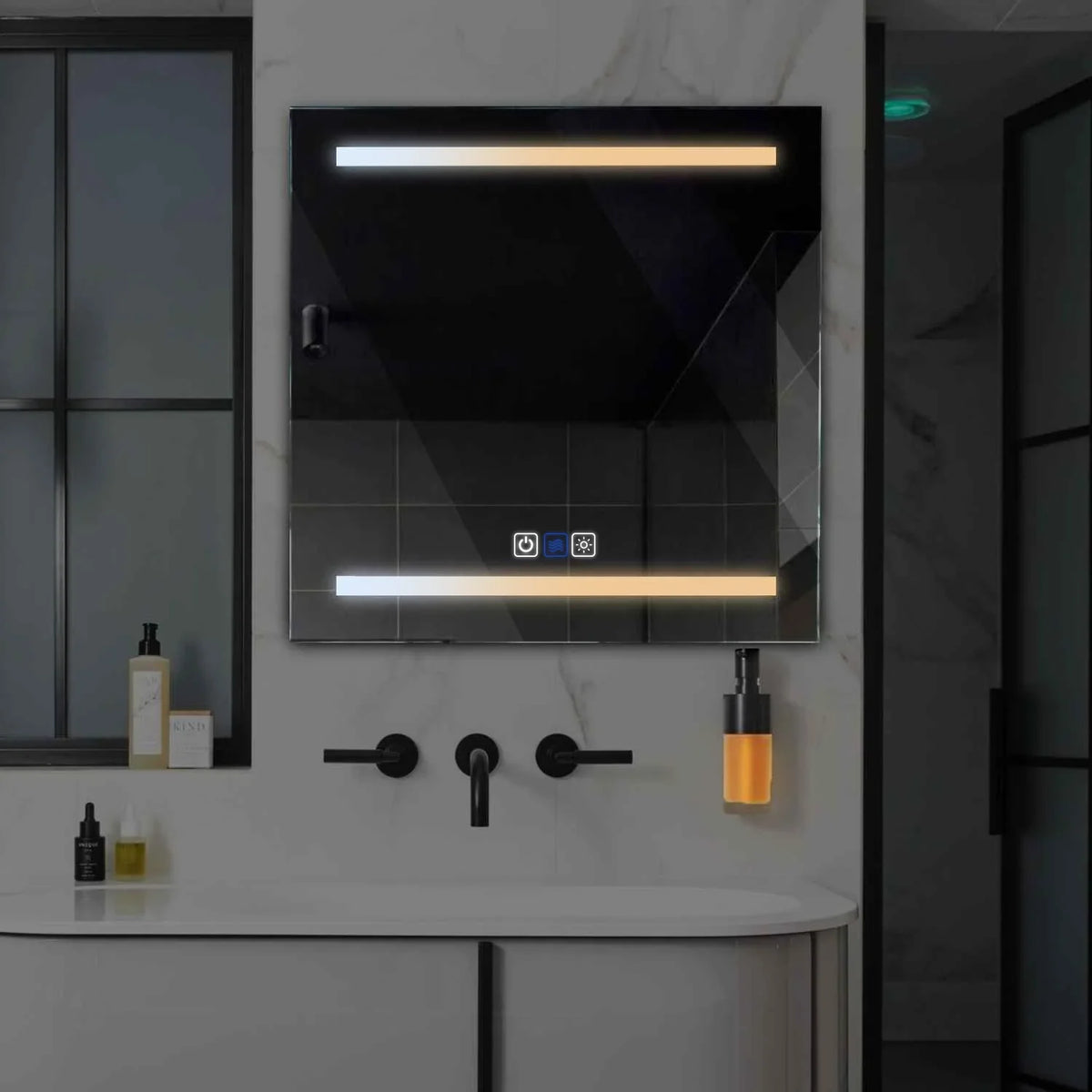 LED Spiegel Vierkant | met Touch-Knoppen | en Anti-Condens Functie | Instelbare lichttemperatuur - Reyze Serie Salono Model 4