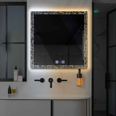 LED Spiegel Vierkant | met Touch-Knoppen | en Anti-Condens Functie | Instelbare lichttemperatuur - Reyze Serie Simetria Model 1