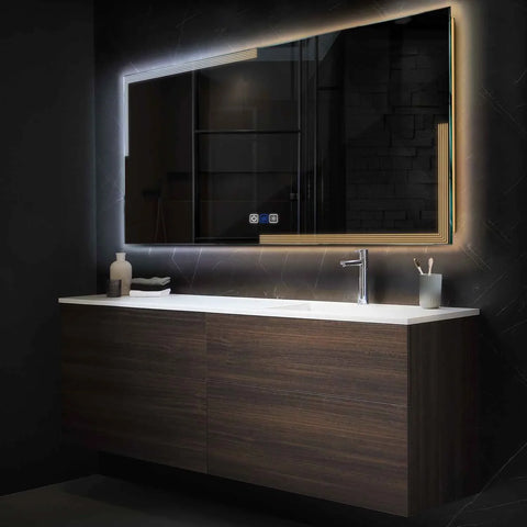 LED Spiegel Rechthoekig | met Touch-Knoppen | en Anti-Condens Functie | Instelbare lichttemperatuur - Reyze Serie Edge Model 2