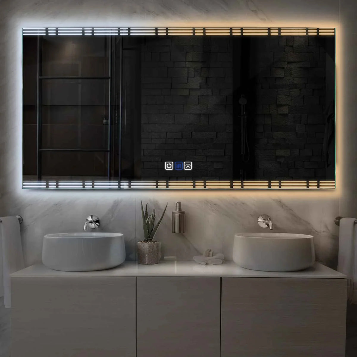 LED Spiegel Rechthoekig | met Touch-Knoppen | en Anti-Condens Functie | Instelbare lichttemperatuur - Reyze Serie Edge Model 3